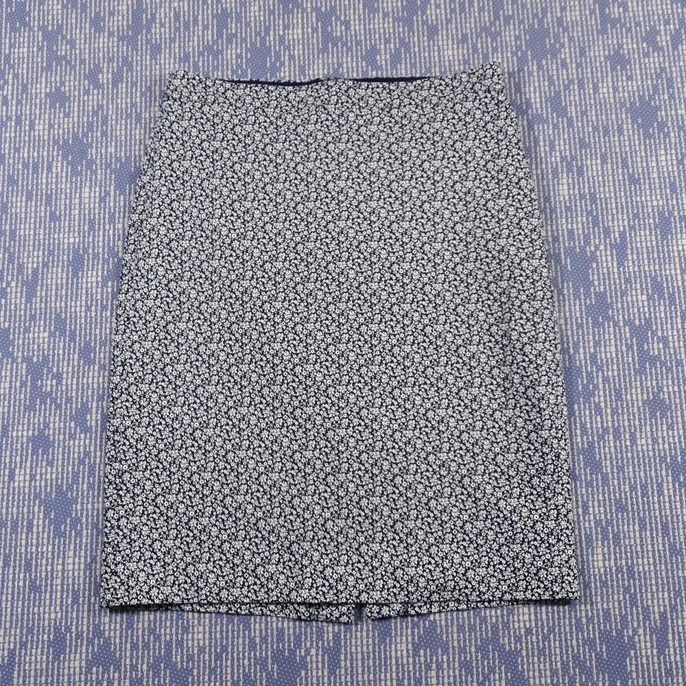 J.CREW Skirt Womens Size 4 Waist 28 Lined Floral Print Cotton Blend Blue